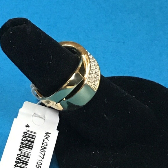 Michael Kors Tone Pave Criss Cross Ring Size 7 - Picture 3 of 5